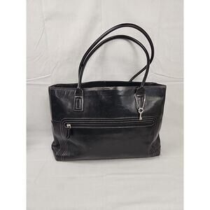 FOSSIL Black Cowhide Leather Tote Shoulder Handbag Carryall Purse Gorpcore